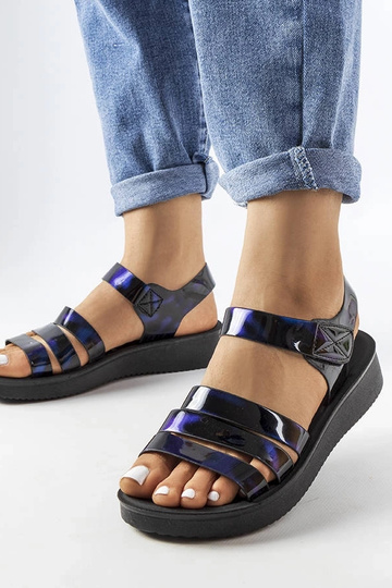Sandales compensées Covillon bleu marine