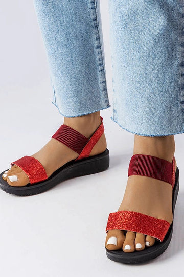 Sandales à paillettes rouges Amathousa 2