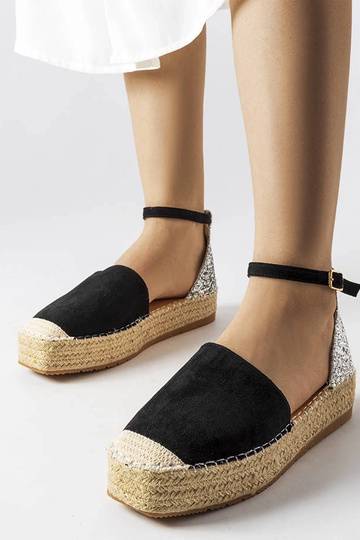 Espadrilles noires avec empiècement pailleté Myasia