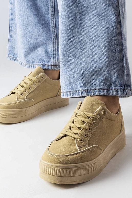 Baskets sportives couleur sable à...