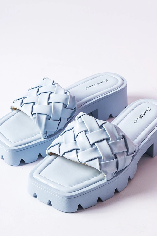 Tongs Lora à semelle tracteur bleue