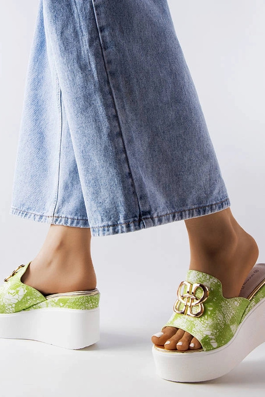 Sandales compensées Havanna vertes