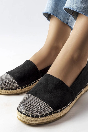 Espadrilles plates noires à enfiler pour femme Magali 2
