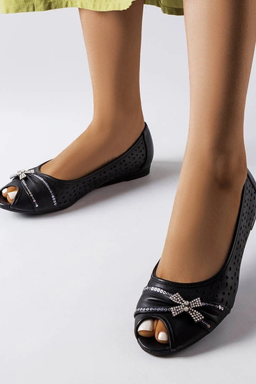 Ballerines noires ajourées avec noeud Simpsville 2