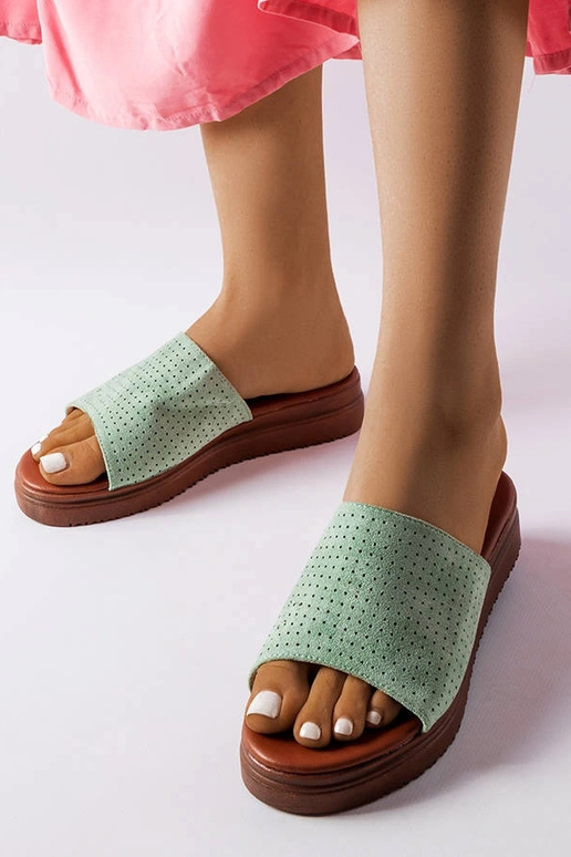 Tongs vertes à tige ajourée Idabel Tongs vertes à tige ajourée Idabel