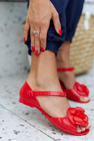 Ballerines rouges avec une fleur Lucchese
