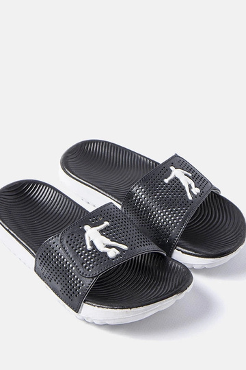 Tongs en caoutchouc noir et...