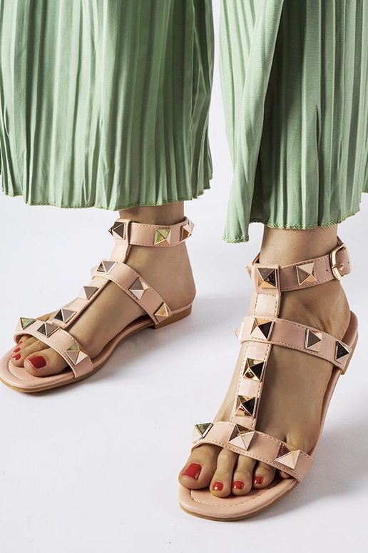 Sandales cloutées roses Ignazio