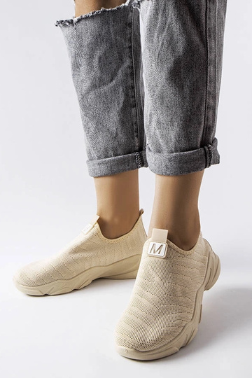 Chaussures de sport pour femmes en tissu beige Aaron
