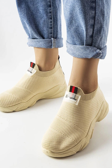 Chaussures de sport beiges à enfiler pour femme Greco
