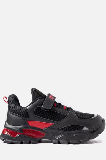 Baskets sportives noir et rouge avec velcro, « Blanchefle »