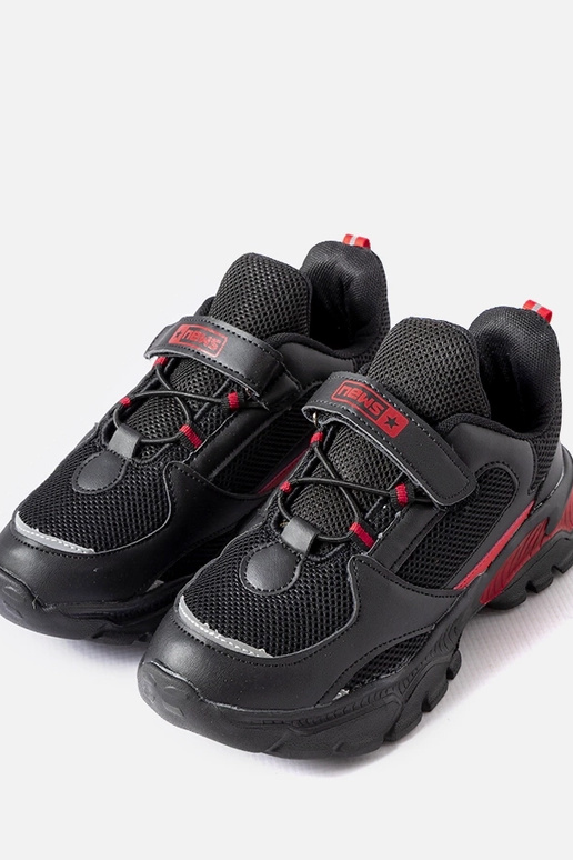 Baskets sportives noir et rouge avec...