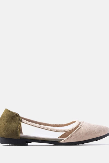 Ballerines en daim rose et vert Kortes pour enfants