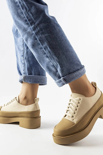 Chaussures plates beige foncé Merico