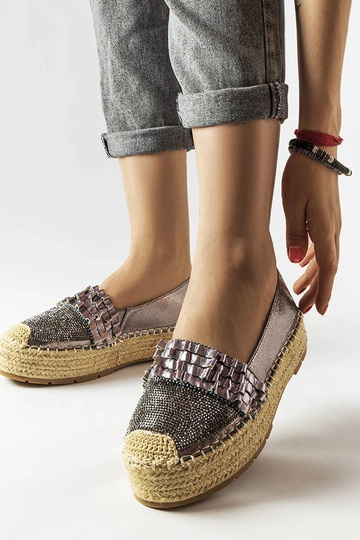 Espadrilles Lauro en zircon argenté - semelle tressée