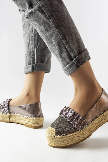 Espadrilles Lauro en zircon argenté - semelle tressée 2