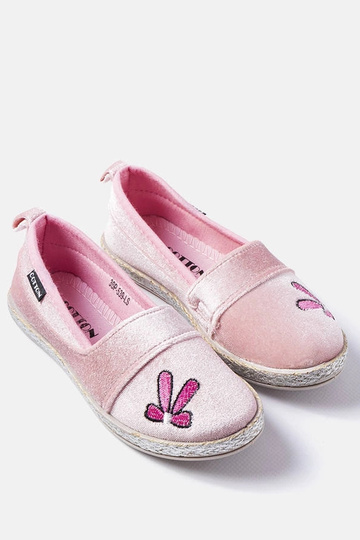 Ballerines en velours rose...