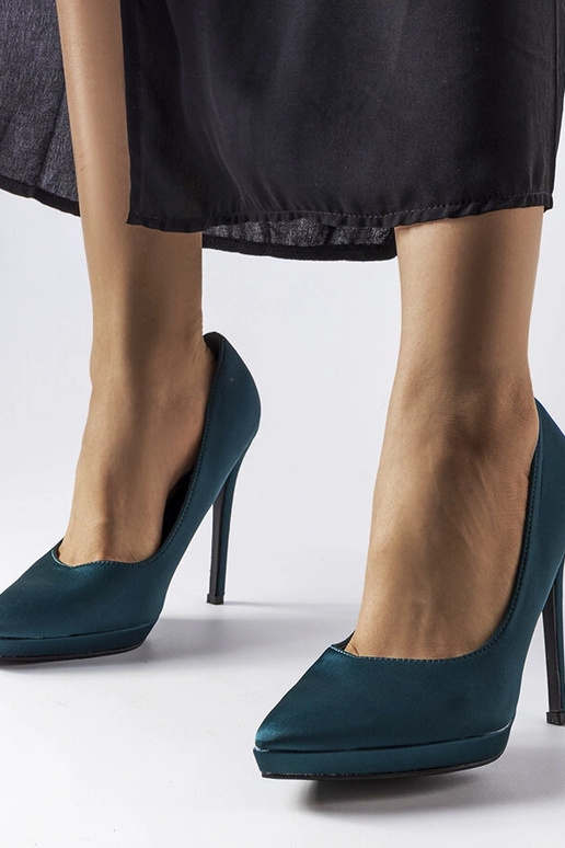 Escarpins en satin vert foncé Silje