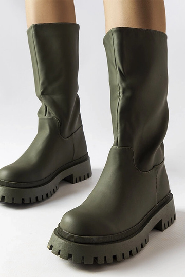 Bottes hautes vertes mates,...