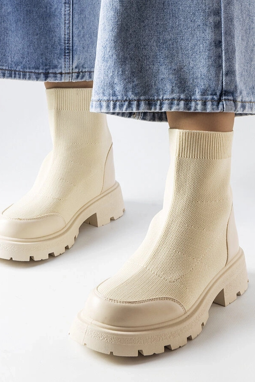 Bottines chaussettes beiges Lonte