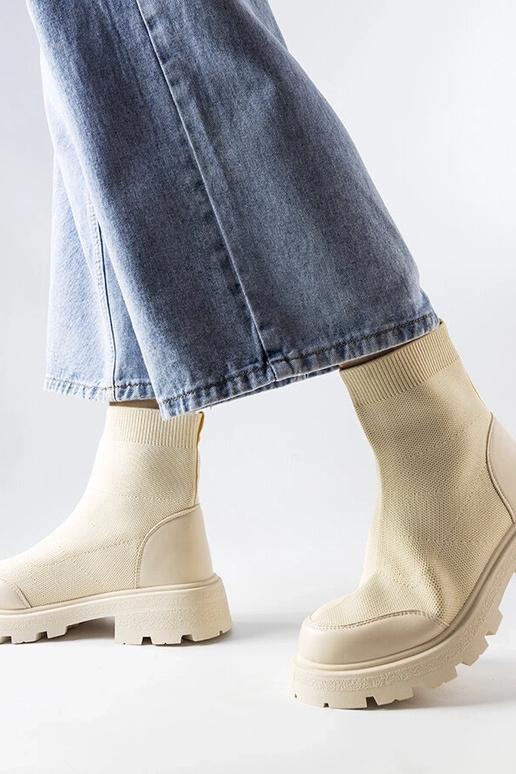 Bottines chaussettes beiges Lonte