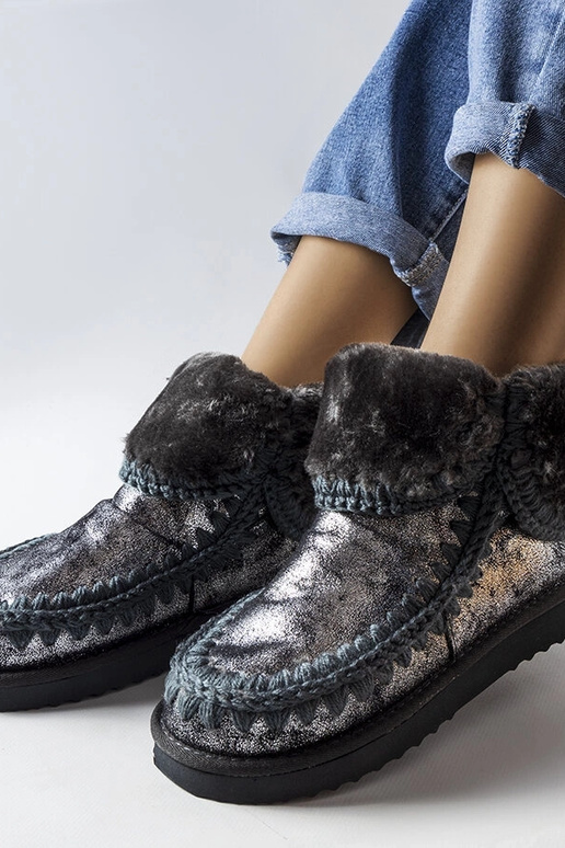 Bottes d'hiver métalliques grises, «...