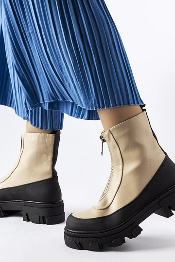 Bottines beiges pour femme avec semelle épaisse et fermeture éclair Morley