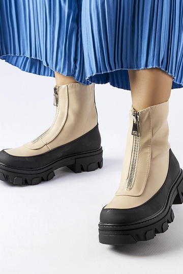Bottines beiges pour femme avec semelle épaisse et fermeture éclair Morley 2
