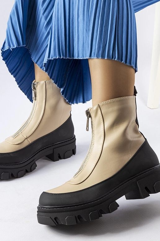 Bottines beiges pour femme avec...