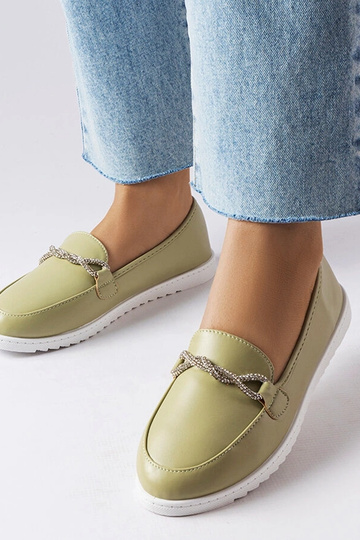Mocassins verts avec zircons Paola