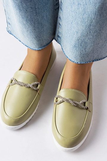 Mocassins verts avec zircons Paola 2