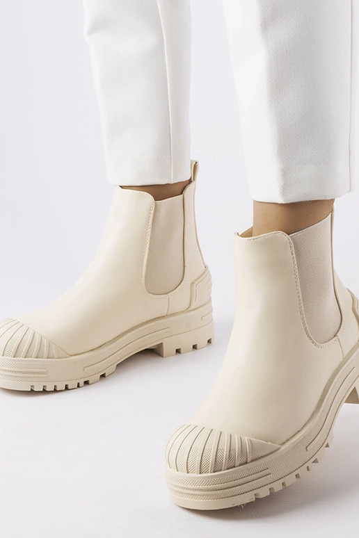 Bottines beiges avec inserts en...