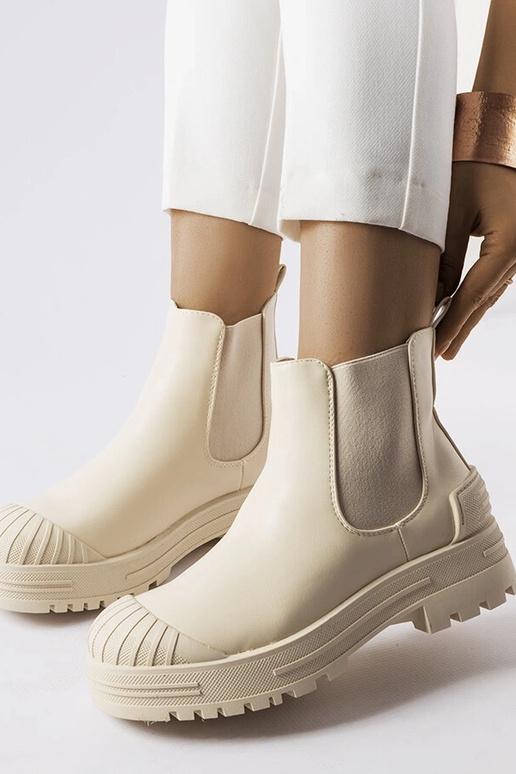 Bottines beiges avec inserts en...