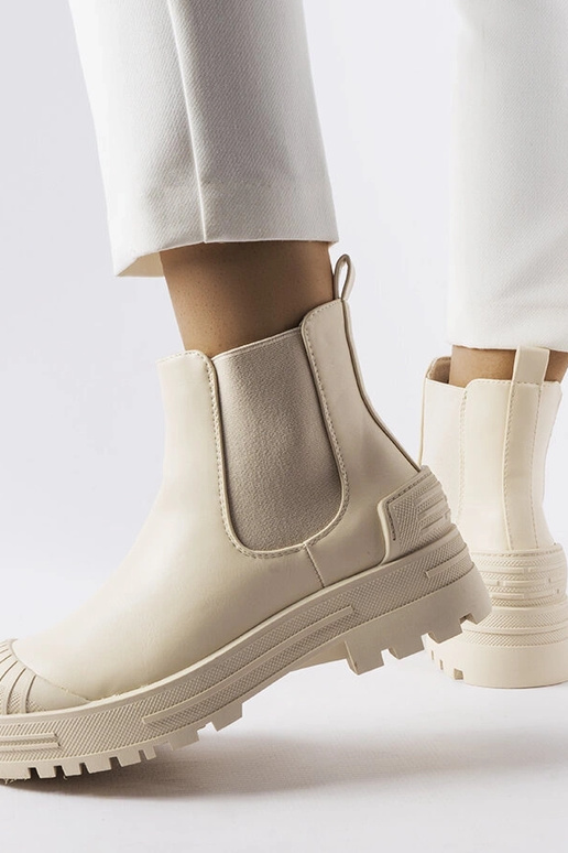 Bottines beiges avec inserts en...