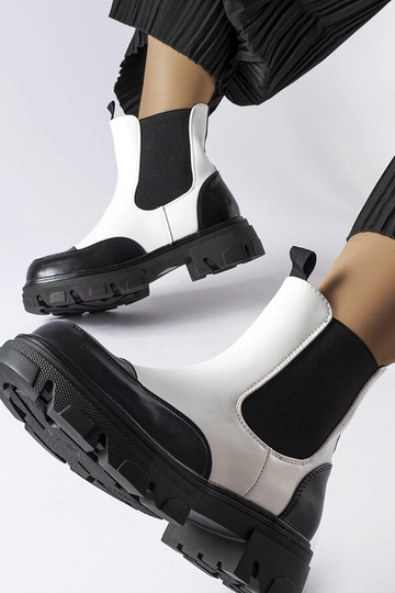 Bottines à enfiler Albany noires et blanches 2