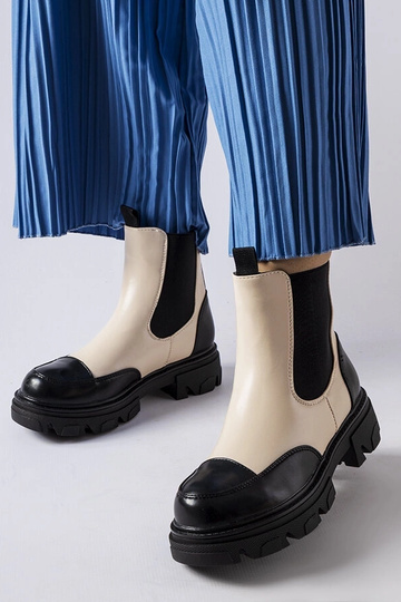 Bottines à enfiler Albany noires et beiges