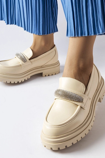 Mocassins beiges avec zircons Hartford 2