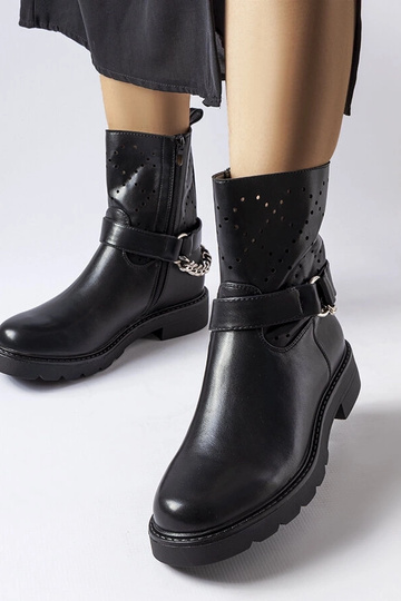 Bottines noires ajourées avec chaîne Procopio 2