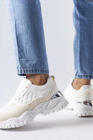 Baskets blanches avec insert argenté, « Esquibel »