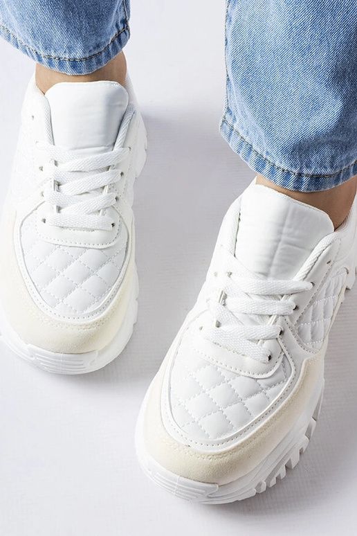 Baskets blanches avec insert argenté,...