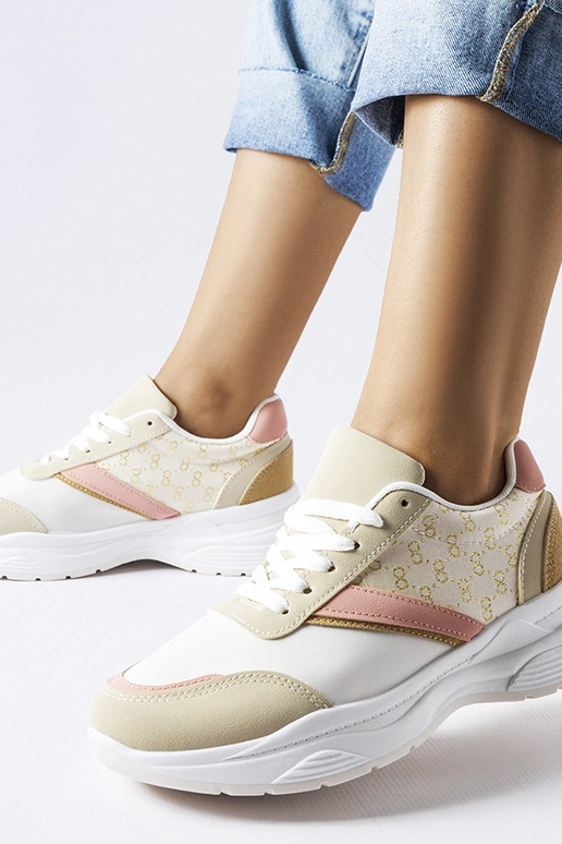 Baskets beiges et blanches avec...