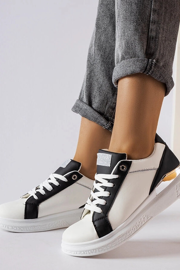 Chaussures Palais noires et blanches avec accent argenté 2