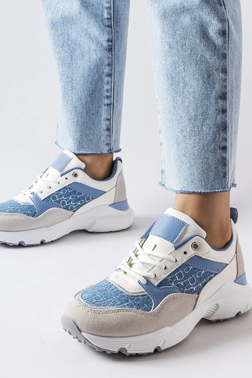 Chaussures bleues et blanches avec...