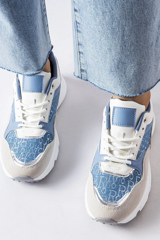 Chaussures bleues et blanches avec...