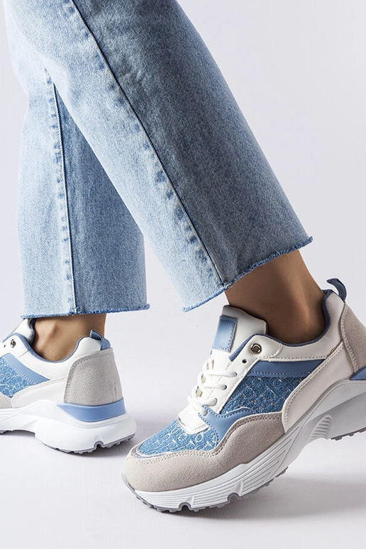 Chaussures bleues et blanches avec...