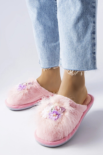 Chaussons chauds roses à fleurs Moly