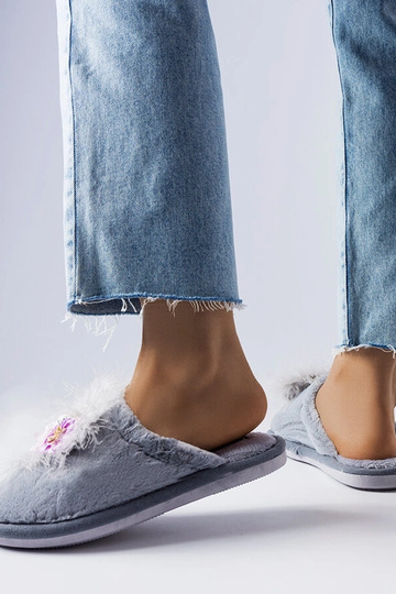 Chaussons chauds gris à fleurs Moly 2