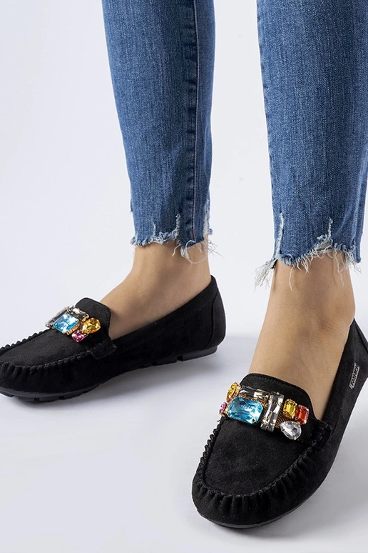 Mocassins noirs avec strass Fusco... Mocassins noirs avec strass Fusco...