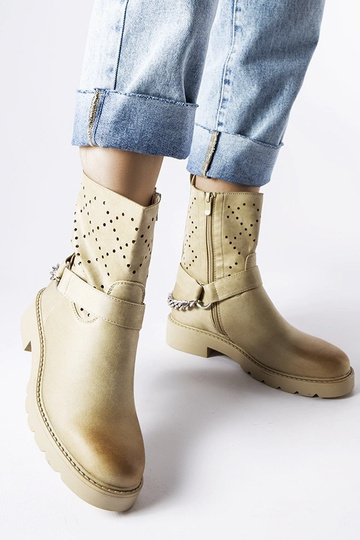 Bottines vertes ajourées avec chaîne Procopio