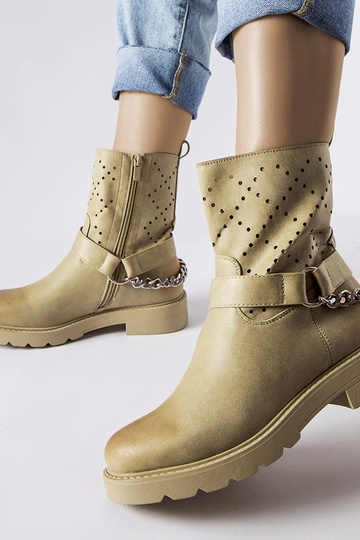 Bottines vertes ajourées avec chaîne Procopio 2